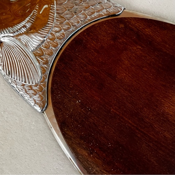 VTG. MCM Salmon Fish Wood 2-Piece Metal Serving Platter Tray 28 inch Germany WMF - Picture 6 of 16